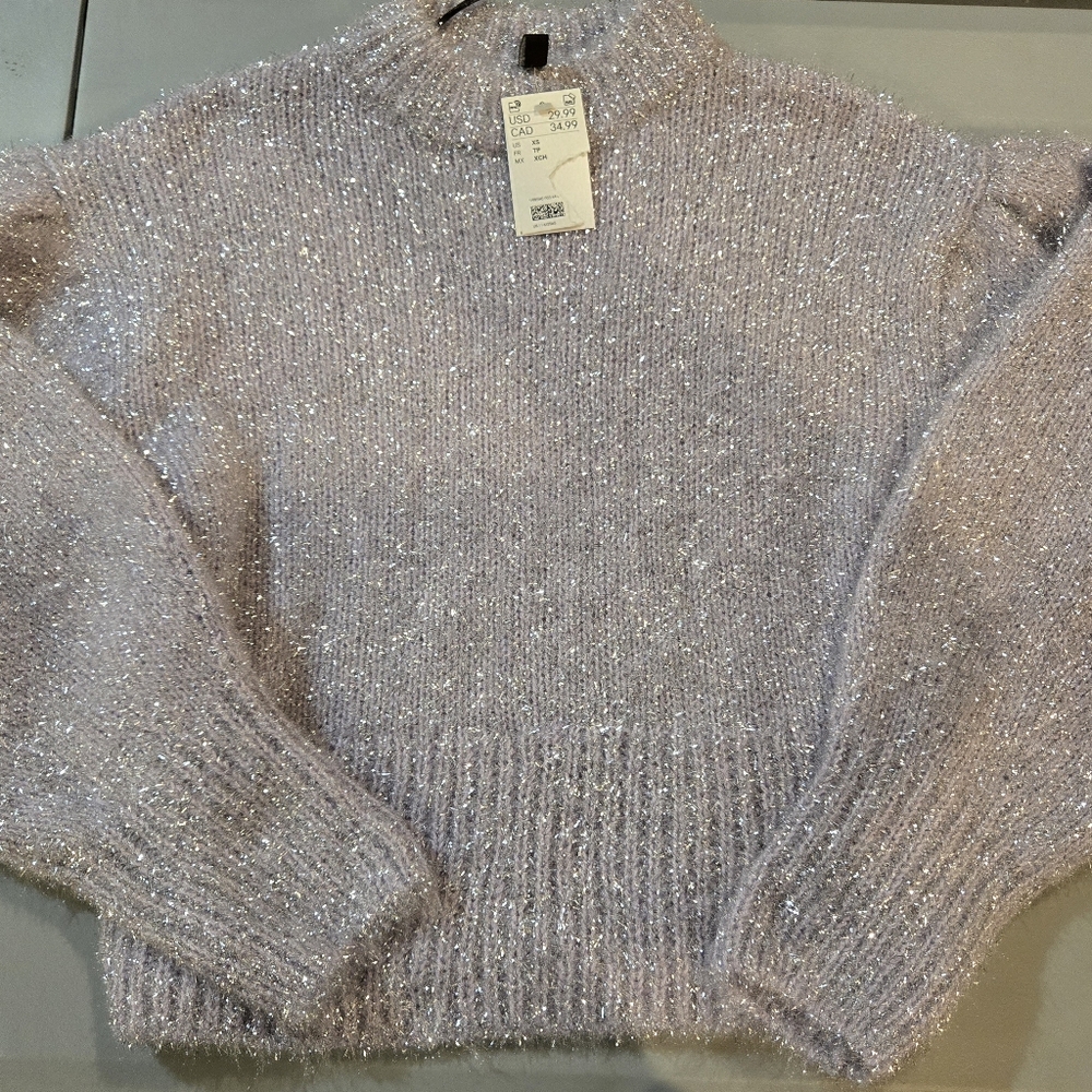 H&M Shimmering Silver Sweater 3c7